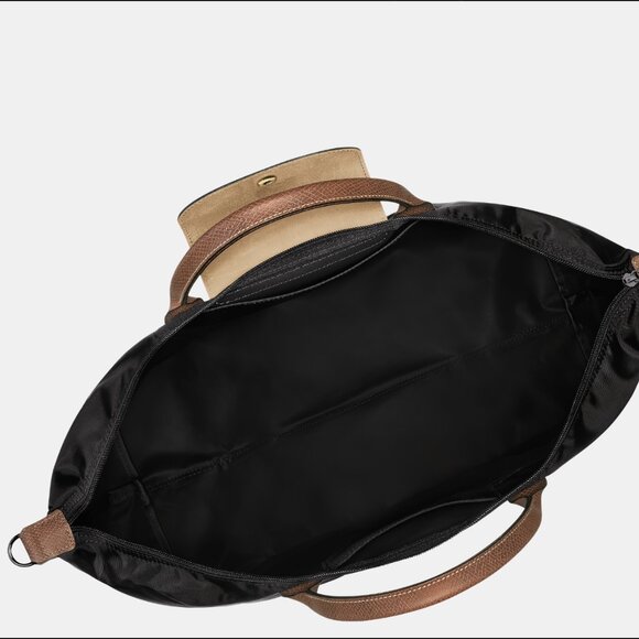 NEW LONGCHAMP LE PLIAGE ORIGINAL SHOULDER BAG LEATHER CANVAS BLACK - Picture 7 of 8